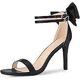 Allegra K Women's Heel with Bow Back Open Toe Stilettos Heels Sandals