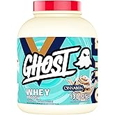 GHOST Whey Protein Powder, Cinnabon - 5LB, 25G of Protein - Cinnamon Roll Flavored Isolate, Concentrate & Hydrolyzed Whey Protein Blend - Post Workout Shakes - Soy & Gluten Free