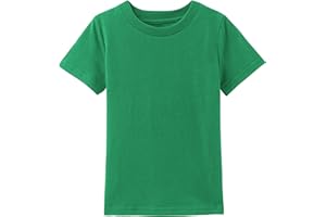 COSLAND Boys' 100% Cotton Heavyweight Short Sleeve Crewneck T Shirt