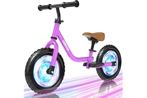 TORRYZA Colorful Lighting Toddler Balance Bike 2 Year Old, Balance Bike 2-5 Years Old,Easy Assembly, Lightweight No Pedal Bike with Adjustable Seat & Handlebar,Gifts for 2 3 4 5 Year Old Boys Girls