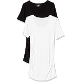 Amazon Essentials Women's Maternity Short-Sleeve Rouched Scoopneck T-Shirt, Pack of 2