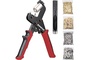 Spurtar Grommet Tool Kit 3/8'' Handheld Grommet Kit Magnetic Eyelet Tool with 10mm Hollow Punch and 500pcs Eyelets for Leathe