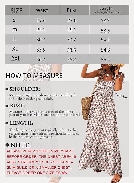 LOLONG WOMEN’S SUMMER BOHO SPAGHETTI STRAP SQUARE NECK RUFFLE SLEEVELESS PRINT CASUAL FLOWY LONG DRESS BEACH PARTY MAXI SMOCKED DRESS TRENDY