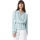 DEE OCLEPPO Women's Margot Long Sleeve Faux Wrap Peplum Blouse Standard