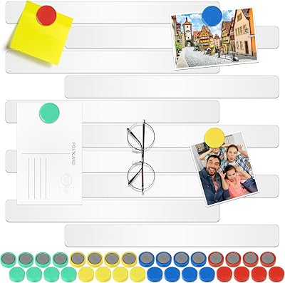 Wukong 10x Magnetic White Board Strips 30cm Self-Adhesive Memo Bar w/ 32 Magnets