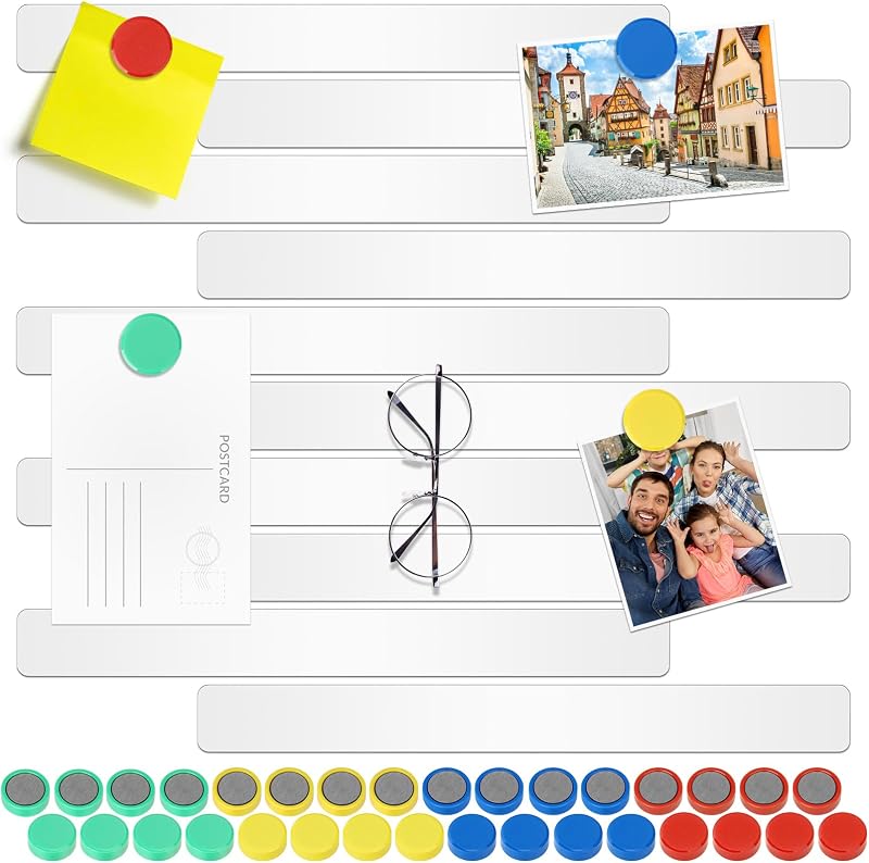 Wukong 10x Magnetic White Board Strips 30cm Self-Adhesive Memo Bar w/ 32 Magnets