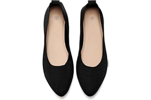 SHUPUA Women's Flats Shoes Pointed Toe Flats Comfortable Slip on Shoes Flat Dress Shoes Black Ballet Flats for Women