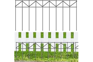 GRELWT 5 Pack 20"L x 10"H Animal Barrier Fence, Underground No Dig Fence, 5.5mm Galvanized Stakes with 2 inch Spacing, Metal Fence Panel for Outdoor Yard Patio, Total 8.3Ft(L) X 10in(H) Black