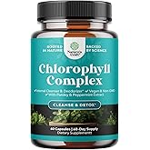 Chlorophyll Capsules for Cleanse and Detox Support - Internal Deodorant Pills for Body Odor with Mint & Parsley Extract Healthy Skin Immunity & Digestive Support - Vegan Non-GMO & Gluten Free (60ct)