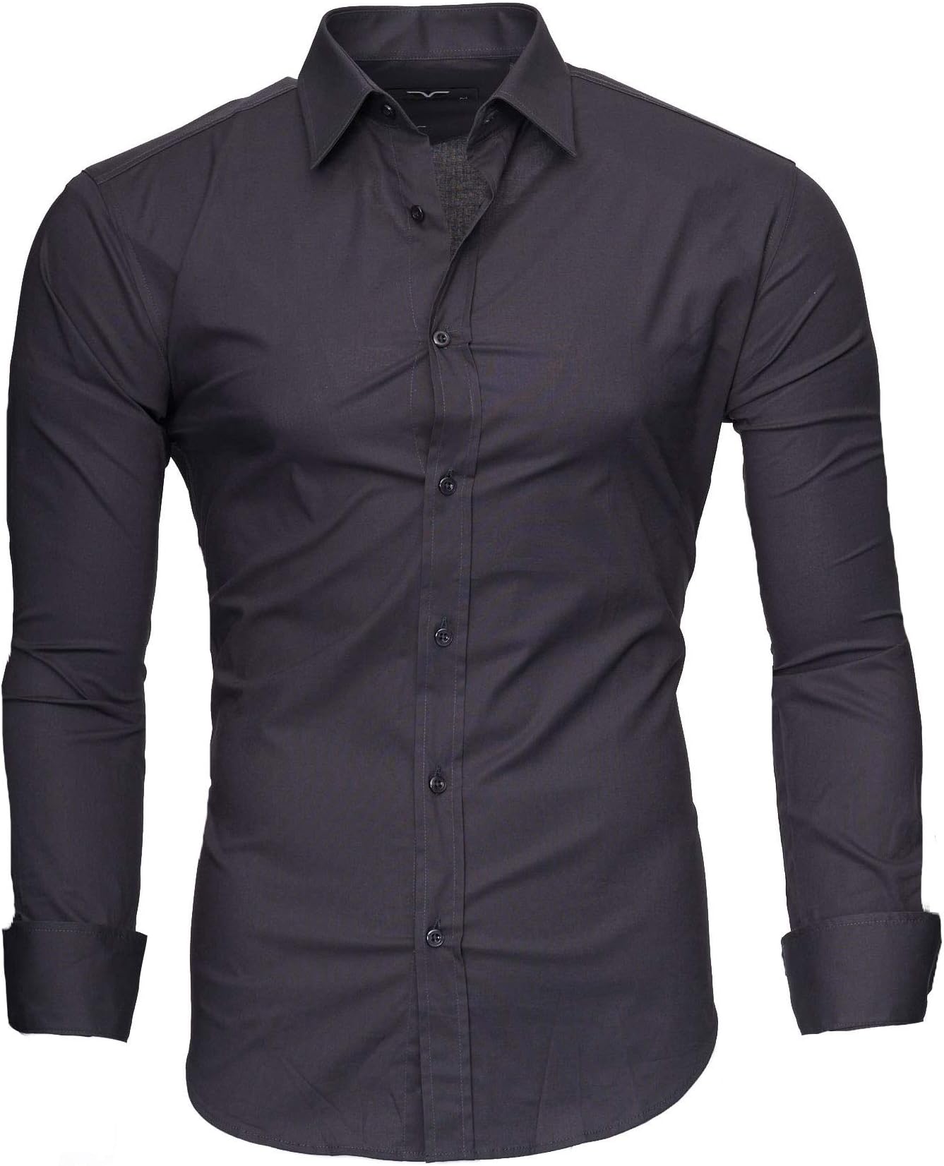 Kayhan Men´s Long Sleeve Casual Shirt Slim fit Easy Iron Modell - Uni Color