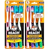 Reach Ultra-Clean Floss Bristles Soft Toothbrush, Assorted Colors, 4 Count (Pack of 2) Total 8 Toothbrushes