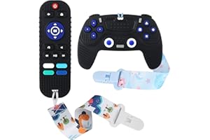 THOOKE Remote Teether for Baby, 2Pcs Silicone Teething Toys for Infant Toddler 0-12 Months, Game Control Chew Gel Gifts for Newborn Kids/Boy/Girl, BPA Free Freezable Relief Molars Gums Pain