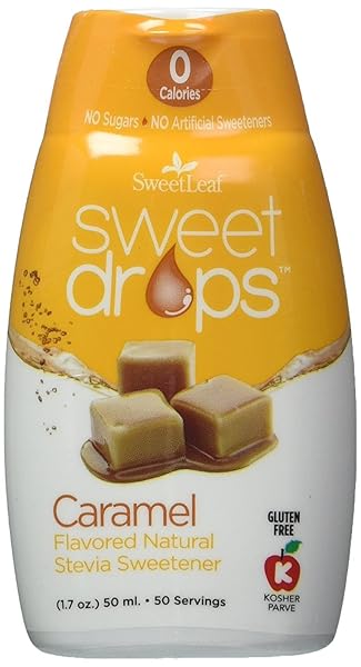 SWEETLEAF SWEET DROPS – FLAVORED STEVIA LIQUID SWEETENER, STEVIA EXTRACT, ZERO CALORIES, GLUTEN FREE, KETO FRIENDLY, NON GMO, NATURAL FLAVORS, SUGAR ALTERNATIVE – CARAMEL, 1.7 FL OZ (PACK OF 1)
