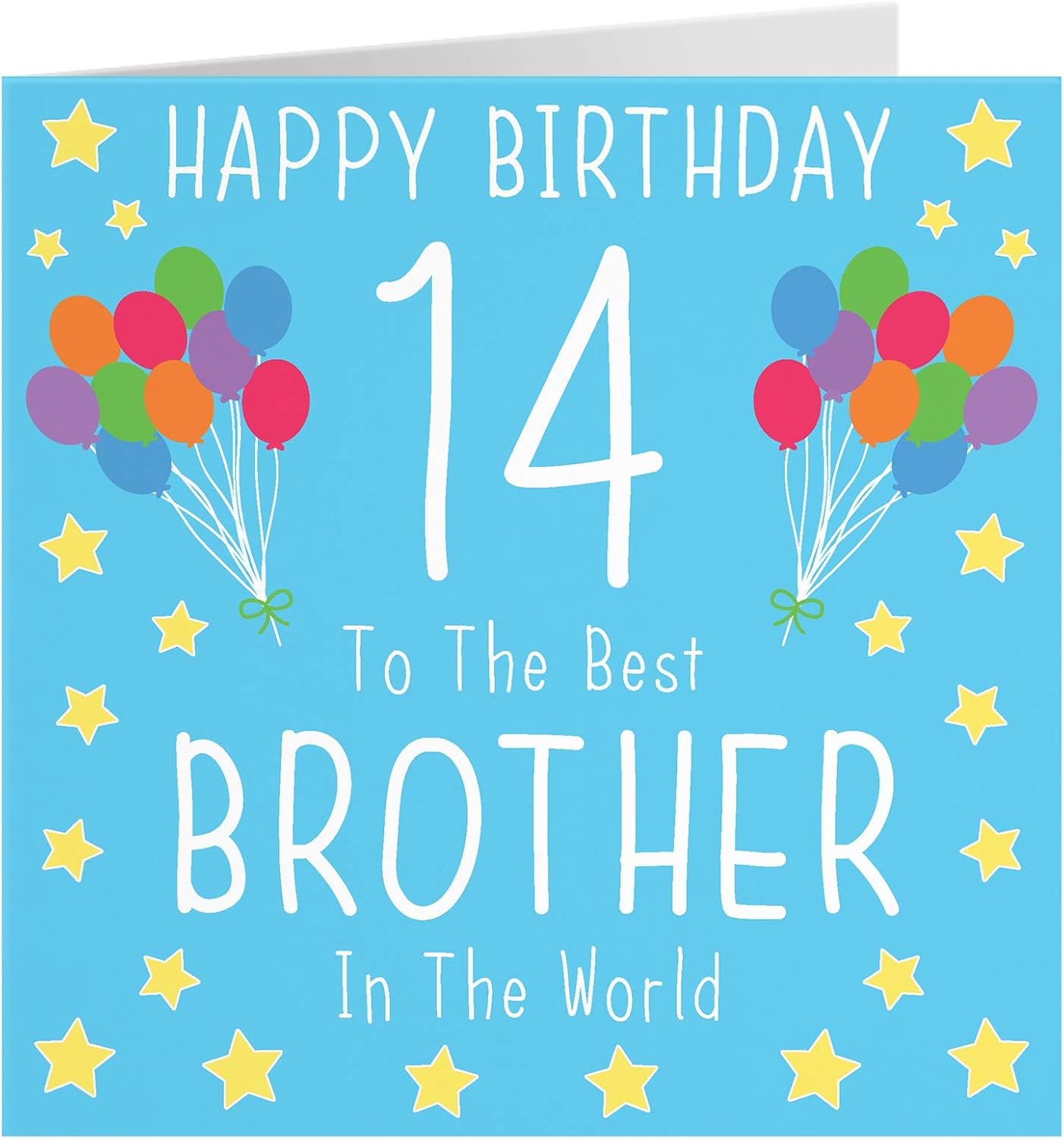 Hunts England - Brother 14th Birthday Card - Happy Birthday - 14 - To The Best Brother In The World - Iconic Collection - Fun Card
