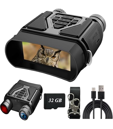 Night Vision Goggles, Military Grade Infrared Night Vision, Large 3-inch Screen, 4K 8x Digital Zoom, 32GB Memory Card Included For Camping And...