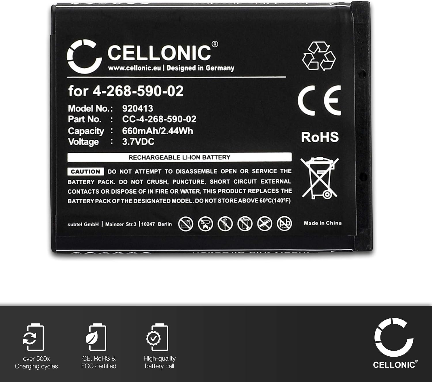 CELLONIC 1x Battery for Cordless phone Compatible with Panasonic KX-TCA285, KX-TCA385 - Image 4