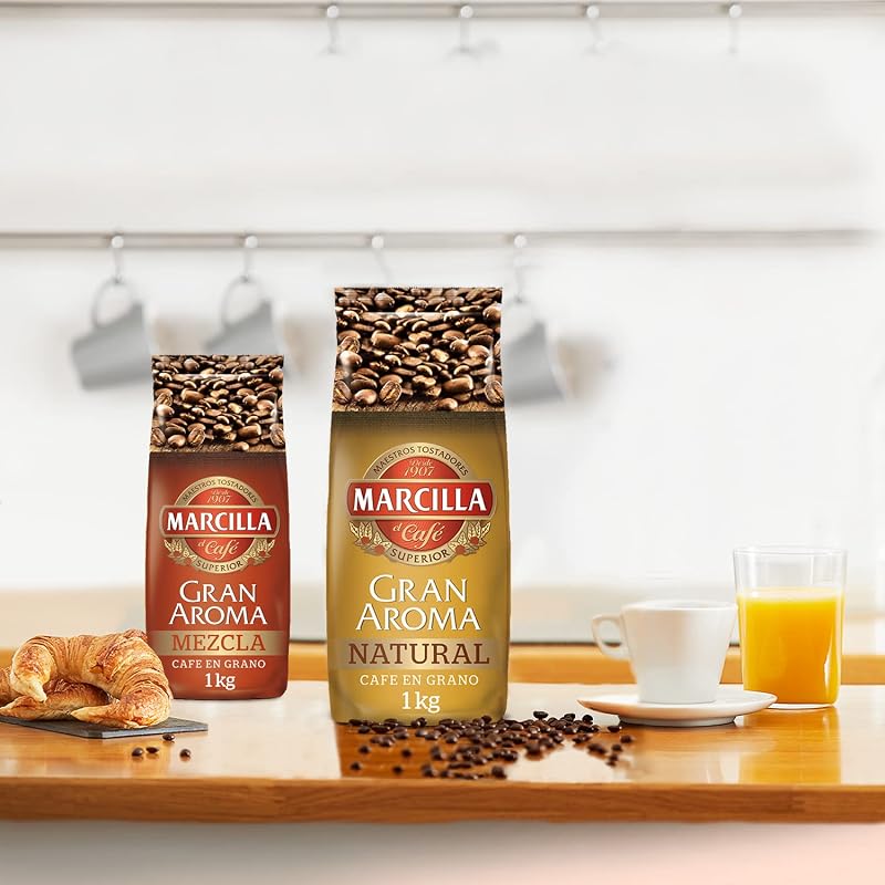 Marcilla gran aroma café em grãos 100% natural torrado - intensidade 8 | 1000g