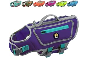 Sheripet Dog Swimming Vest with D-Ring, Lightweight Dog Life Vests for Boating, Reflective Dogs Lifejackets Swimsuit Neoprene Pet Life Jacket with Rescue Handle for Small Medium Dogs (Purple, S)