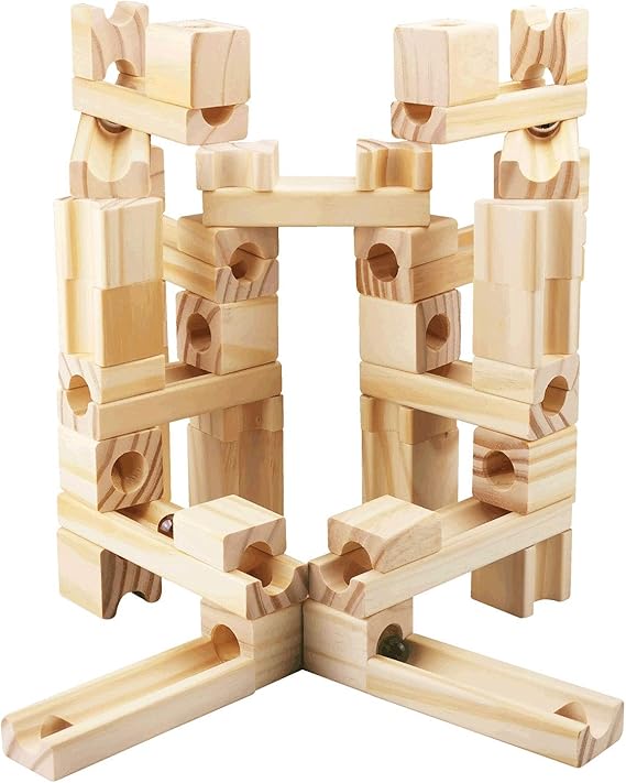 Onshine Wooden Marbles Run Block Toy Solid Wood Building
