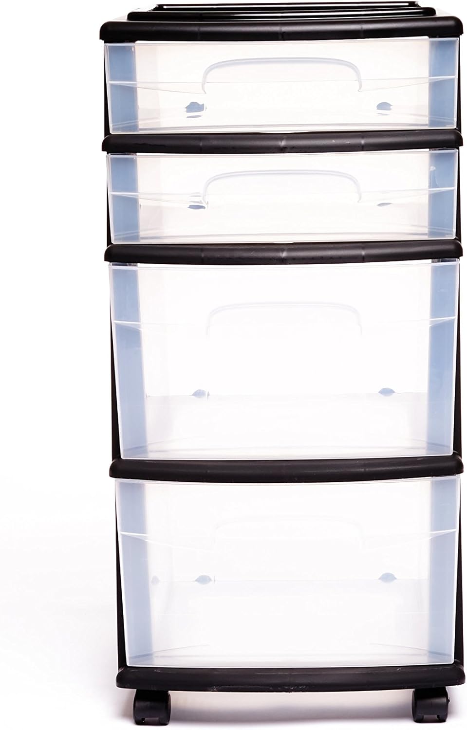 HOMZ 05564BKDC.01 4 Storage Cart, Set of 1, Black Frame/Clear Drawers: Home & Kitchen