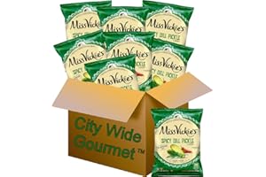 CITY WIDE GOURMET Miss Vickies Kettle Cooked Potato Chips, Spicy Dill Flavor, 1.375 oz Bags, Pack of 8