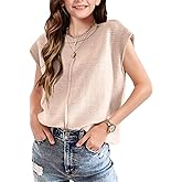 Girls Spring Summer Cap Sleeve Teen Tops Cute Casual Loose Knit Shirts Lightweight Vests Clothes Fashion Tops