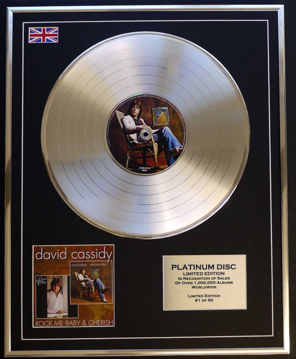 DAVID CASSIDY/LTD EDITION CD PLATINUM DISC/ROCK ME BABY & CHERISH