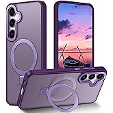 STERKER Designed for Samsung Galaxy S25 Case Magnetic Ring Stand [Military Grade Drop Protection][Compatible with Magnetic] Translucent Slim S25, Purple