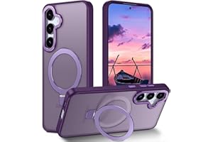 STERKER Magnetic Ring Stand Case for Samsung Galaxy S25 + Case [Military Grade Drop Protection][Case for Magnetic] with Kickstand, Matte Translucent Slim Case for S25 Plus, Purple