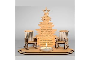 CENGNIAN Christmas Remembrance Chair Candle Holder, Merry Christmas in Heaven Memory Tealight Candlestick Holders Wooden Christmas Tree Rocking Chair Candle Light Table Centerpiece Decoeation (No Candles)