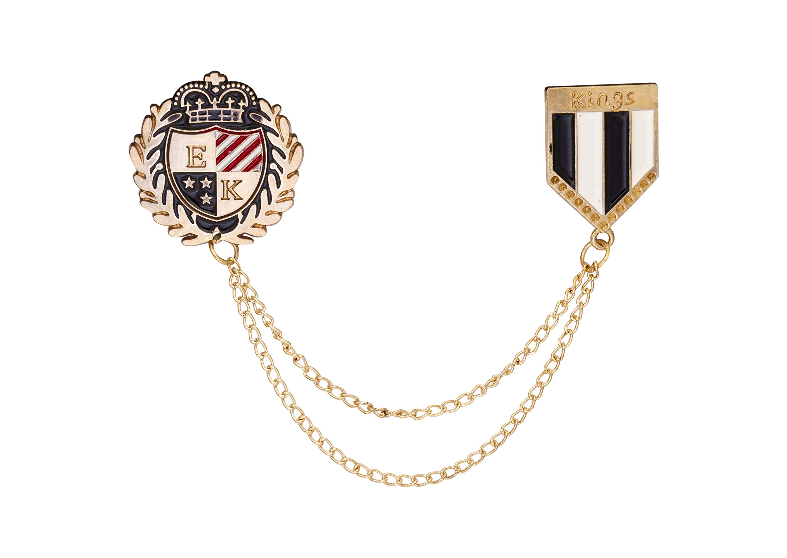 Brooch Lapel Pin for Men Crowned Shield with Hanging Chain and King Badge Lapel Pin Badge Coat Suit Wedding Gift Party Shirt Collar Accessories