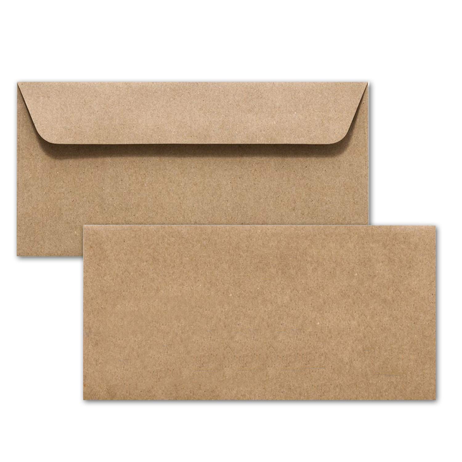 Envelopes, Recycled Paper - Natural Brown Colour, DIN Long 114 x 229, Volume discount! // with a small gift! 50 Umschläge brown
