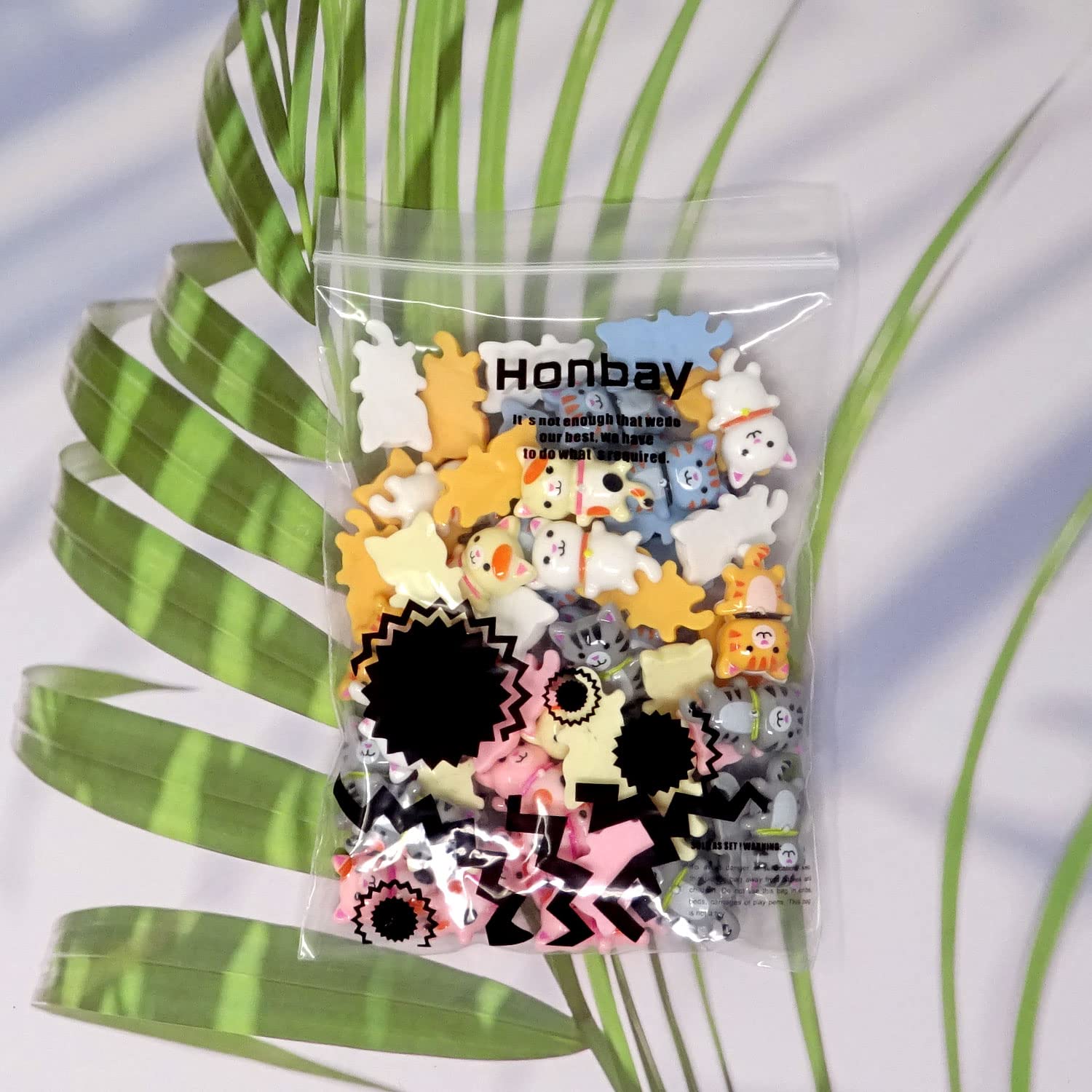 Honbay 60PCS Resin Cat Slime Charms Cartoon Animal Flatbacks Buttons Crafts Embellishment for DIY Hair Clips Phonecase Jewelry Making (6 Color)