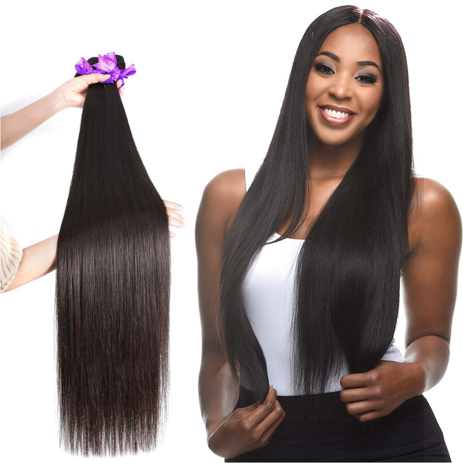 Amazon Com Hair 3 Bundles Body Wave With Lace Closure Double