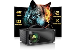 [1500 ANSI/Auto Focus/Built-in APPs] Outdoor-Projector-4K with Wifi6 and Bluetooth, Smart TV OS & DoIby Audio, Portable Projector with YouTube/PrimeVideo, ONOAYO 1080P Proyector with 300 ''Display