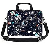 AMARY 15.4" 15.6" laptop sleeve adjustable shoulder strap with handle accessory pocket for men women (Galaxy-1)
