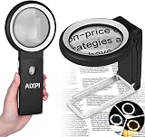 AIXPI Magnifying Glass with Light and Stand 10X 18 LED Black White view 1