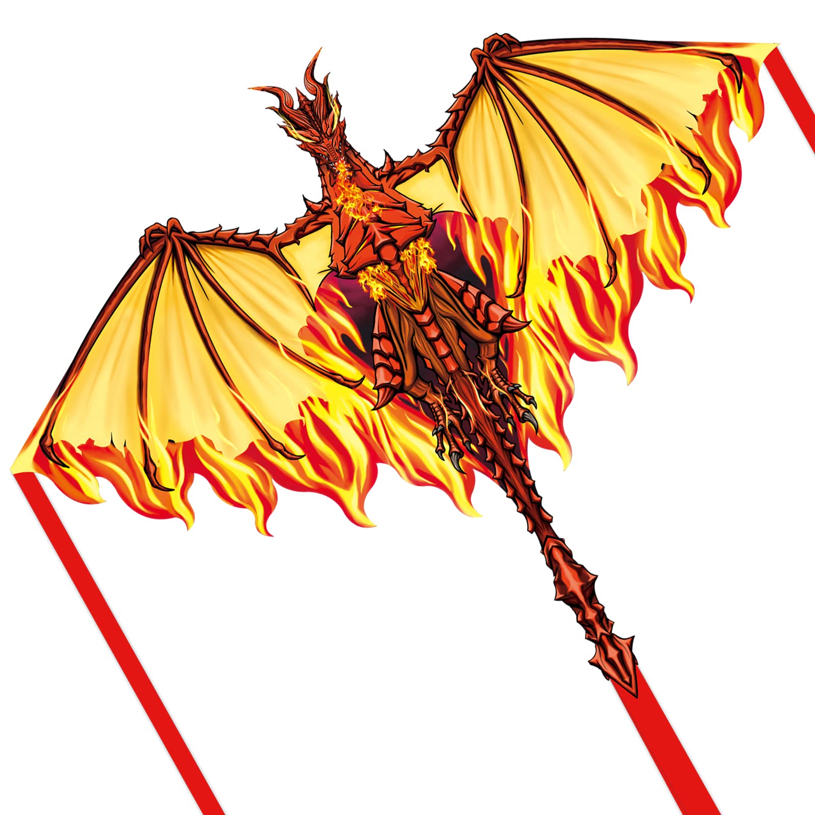 Dragon Kite for Adults, kids, boy, Beginners, Beach,Large, Ages 8-12 Easy to Fly, Large Single Line(red)