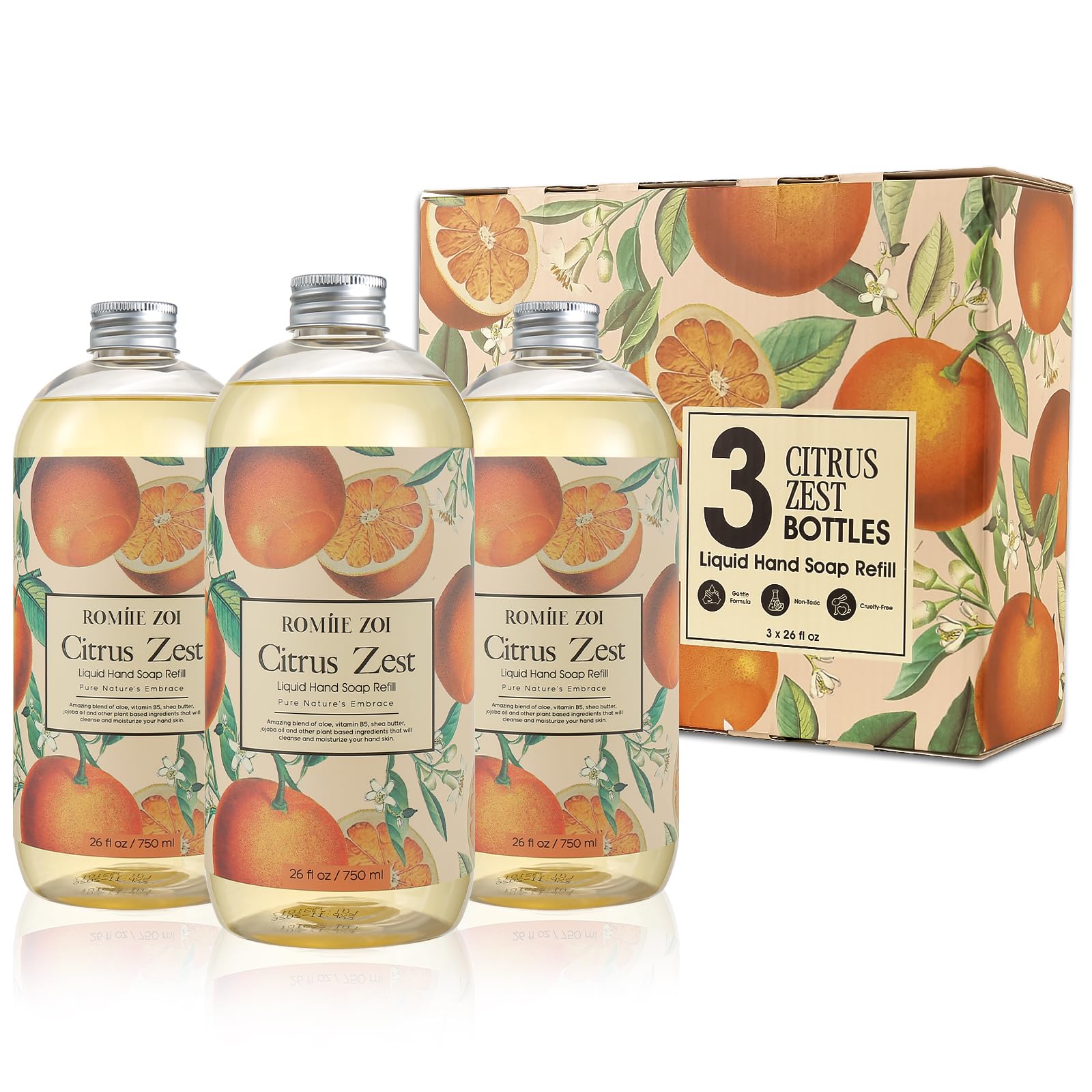 Photo 1 of B0F3ROMIIE ZOI Liquid Hand Soap Refill Gift Set – 3 Pack (26 Fl Oz Each), Citrus Zest Scent – Moisturizing, Biodegradable & Cruelty-Free Formula with Essential Oils for Sensitive Skin