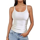 ZENUTA Crop Tops for Women, Scoop Neck Tank Tops for Women, Sleeveless Ribbed Workout Tank Tops, Going Out Tops Yoga White L (Long Crop)