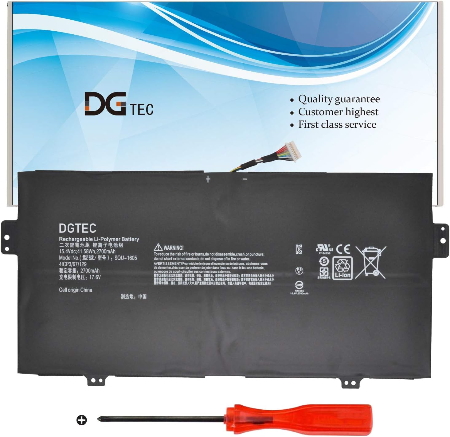 SQU-1605 SQU1605 New Laptop Replacement Battery for Acer Spin 7 SP714-51 SF713-51 Swift 7 S7-371 SF713-51 SF713-51-M90J Series 4ICP3/67/129 KT0040B001（15.4V 41.58Wh）