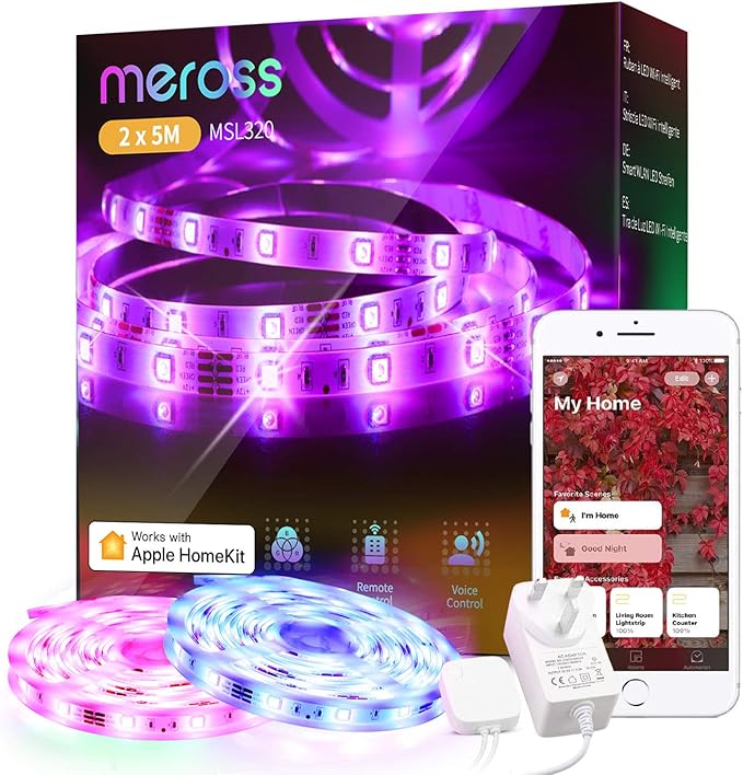 LED Strip Lights Alexa HomeKit Meross 10M WiFi Light Strip Compatible with HomeKit Siri Alexa
