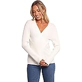 Petal & Pup Women's Hannon Ribbed Crossover Knit Sweater, White