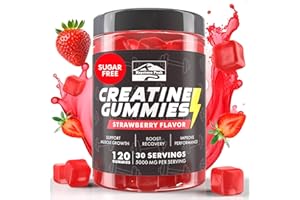 Keystone Peak KP Creatine Monohydrate Gummies Strawberry for Men & Women, 100% Creatine Strawberry Gummies, 5g per Serving + Vegan, Sugar Free + Strength, Energy, Muscle & Booty Gain - 120 Count