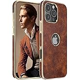 LOHASIC for iPhone 16 Pro Max Case, Vintage Leather Thin Slim Luxury PU Soft Flexible Bumper Non-Slip Grip Anti-Scratch Protective Cover Men Women Phone Cases for iPhone 16 Pro Max 6.9" 2024 - Brown