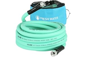 OULEME 25ft Premium RV Fresh Drinking Water Hose with Storage Bag, 5/8" For Travel Trailer Camper and Marine, Lead BPA Phthalate Free Green Garden Hose, Anti-Kink, Flexible