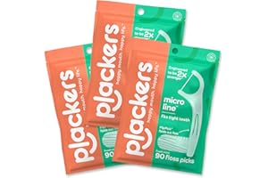 Plackers Micro Mint Dental Floss Picks, 90 Count, Pack of 3
