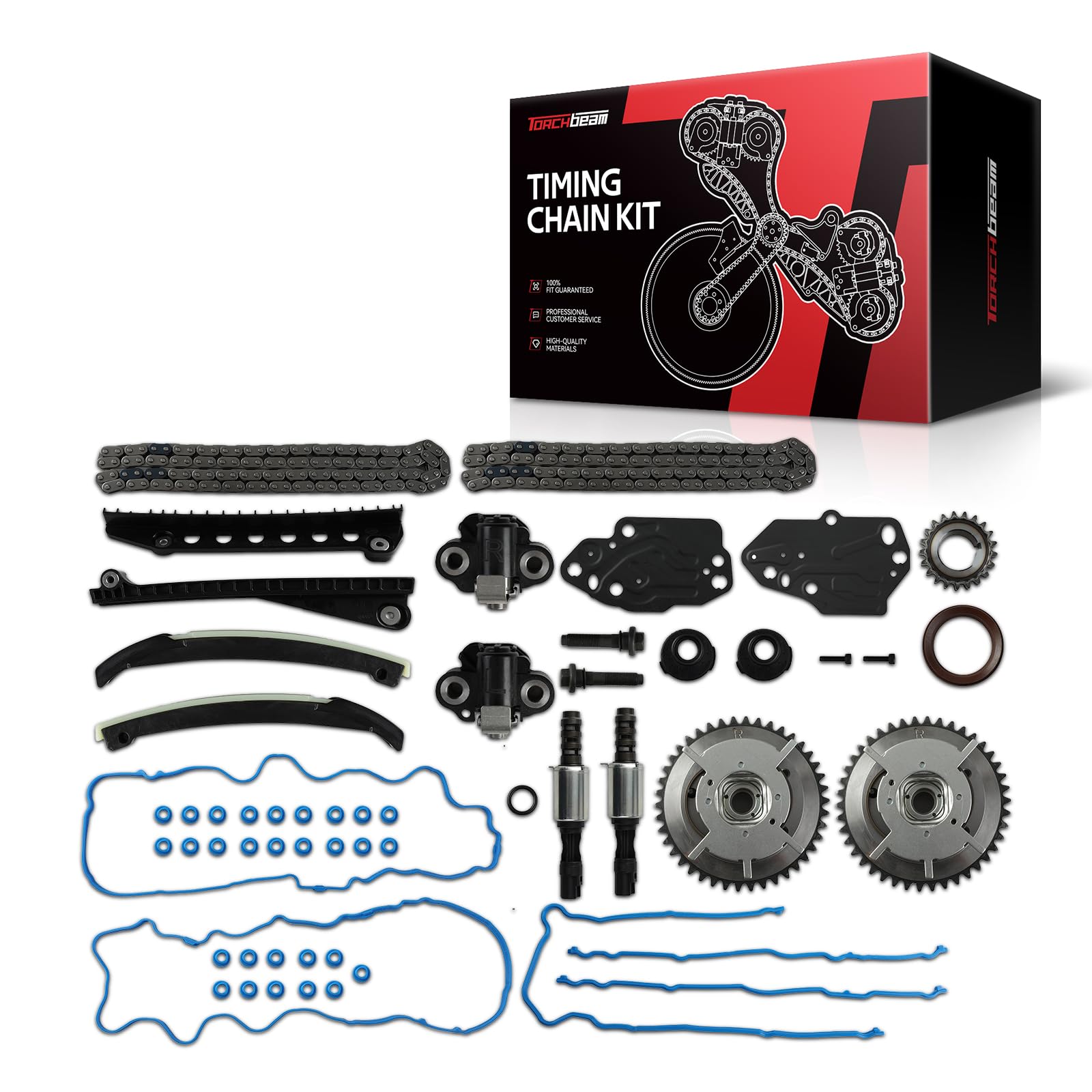Photo 1 of Torchbeam 5.4L Triton Timing Chain Kit for Ford F150/F250/F350 2004-2008, Cam Phasers, Tensioners, Crank Gear Included