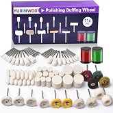 114 PCS Polishing Kit with 2Pcs Polishing Compound for Dremel, Abrasive Buffing Wheels Polishing Bits for Rotary Tool Accessories with 1/8 Inch Shank, Sanding Kit for Metal Wood Watch Jewelry Brass