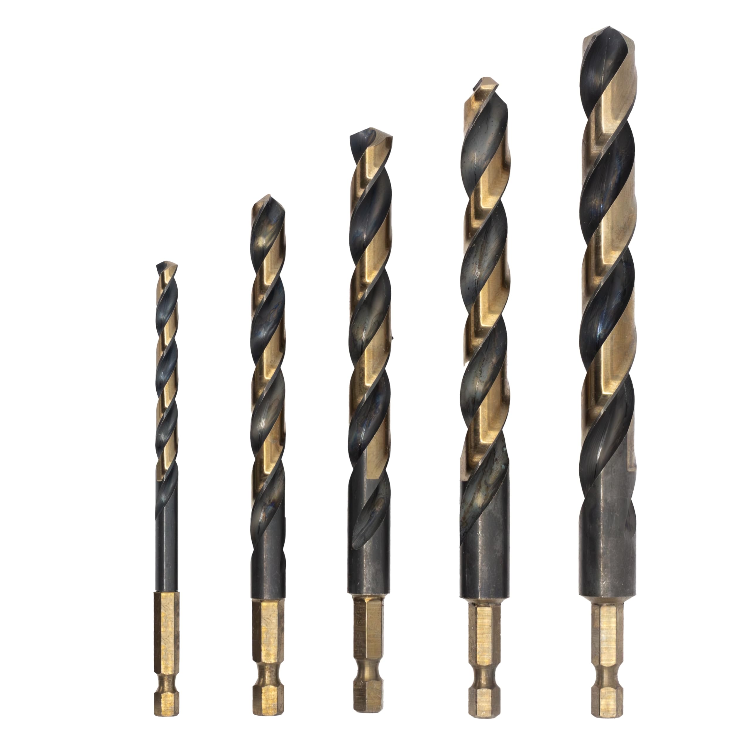 Drill America - POUKFD5HEX 5 Piece Quick Change Hex Shank Drill Bit Set in Plastic Pouc Case (1/4" - 1/2"), POU Series